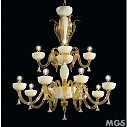 Chandelier in crystal and 24k Gold
