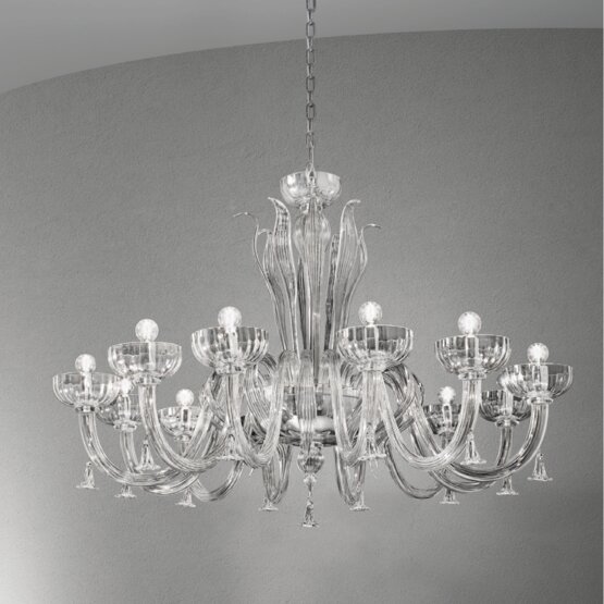 Foscari Chandelier, Chandelier in crystal and 24k Gold