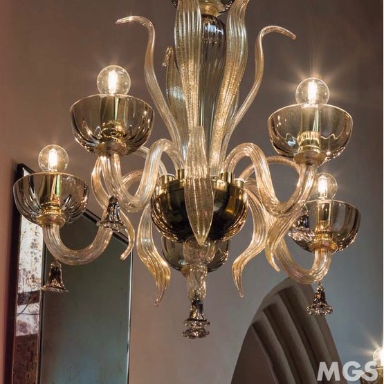 Foscari Chandelier, Chandelier in crystal and 24k Gold