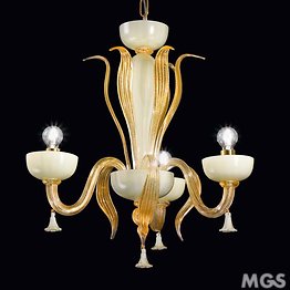 Chandelier in white milk and crystal