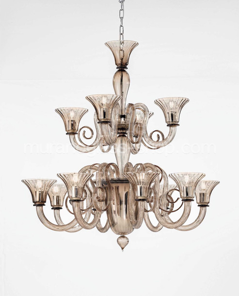 Sambonet Chandelier, Chandelier at twelve lights with amber decoration