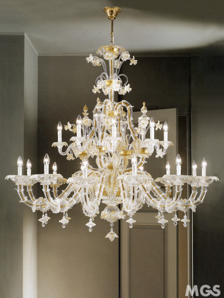 Ca' Rezzonico chandelier, Ca' Rezzonico chandelier in crystal and gold