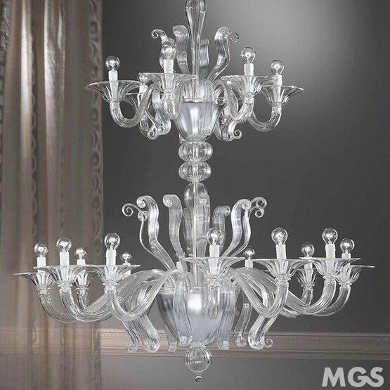 Reversed Crosier Chandelier, Crystal chandelier with 9+6 lights