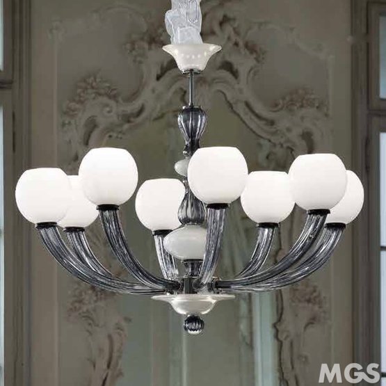 Gritti Chandelier, White and Crystal Gritti chandelier