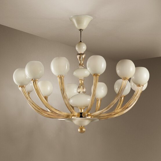 Gritti Chandelier, White and Gray Gritti chandelier