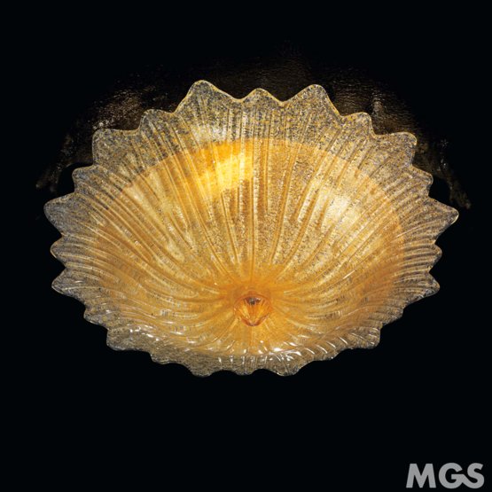 Classic beauty ceiling lamp, Ceiling lamp in Murano crystal gold decorated with three lights