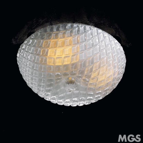 Plafoniera sabbiata, Ceiling lamp in sandblasted crystal with three lights