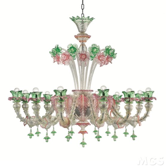 Petals Chandelier, Rezzonico style chandelier with petal cups