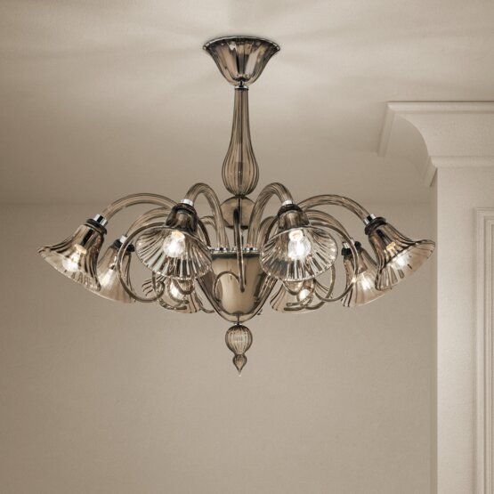 Venier Chandelier, 8 lights, smoked crystal color