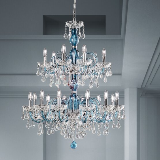 Bohemia Bright chandelier, Crystal and ocean green chandelier