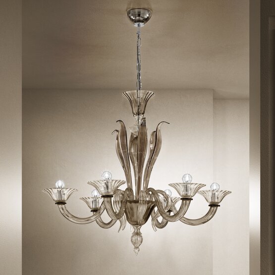 Pisani chandelier, Six lights smoked color