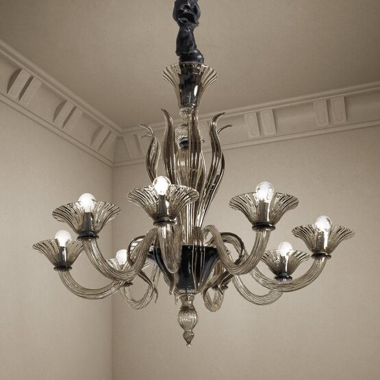 Pisani chandelier, Eight lights crystal and gold color