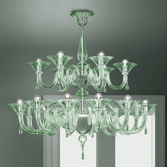 Dolfin Chandelier, six lights smoked color