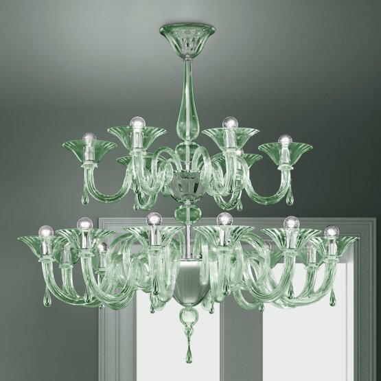 Dolfin Chandelier, six lights white and crystal color