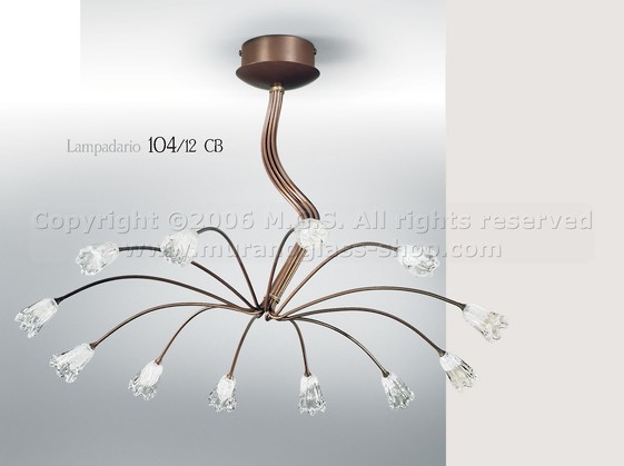 Lampadario 104, telwe ligths chandelier, color submerged amber