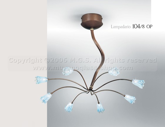 Lampadario 104, Submerged amber chandelier at eight lights