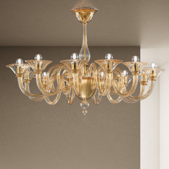 Dolfin Chandelier, Chandelier at eight lights with gold decoration