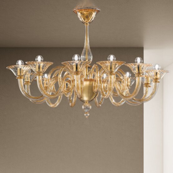 Dolfin Chandelier, Eight lights smoked color