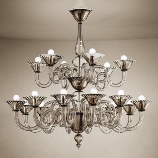 Dolfin Chandelier, six lights crystal with crystal drops color