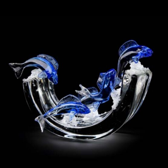 Fish on wave, Crystal wave with blue fish