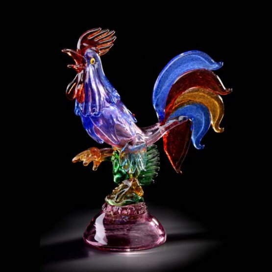 Rooster, Multicolor rooster on base