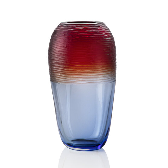 Two-tone vase, Blue and red wrought glass vase