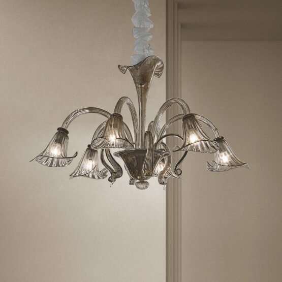 Grimani chandelier, Six lights chandelier amber color