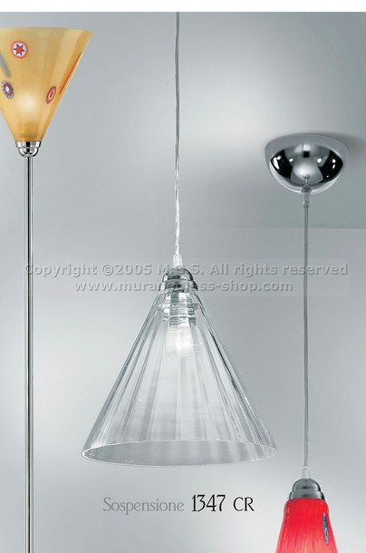 1347  Lamps, Suspended lamp 1347 CR in trasparent crystal glass