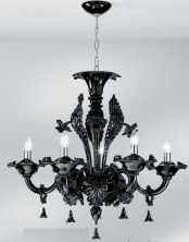 Black chandelier at five lights