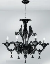 Black chandelier at six lights