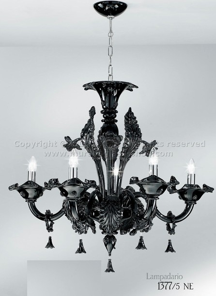 1377 Series Chandeliers, Black chandelier at six lights