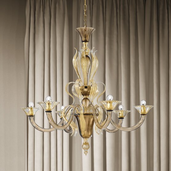 Pisani chandelier, Three lights crystal and gold color