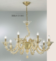 Crystal chandelier with gold decoration at eight lights