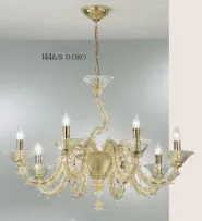 Crystal chandelier with gold decoration at eight lights
