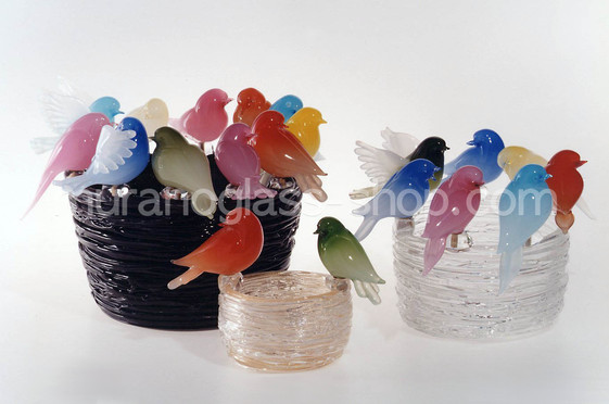 Little birds on nest, Birds on pink nest