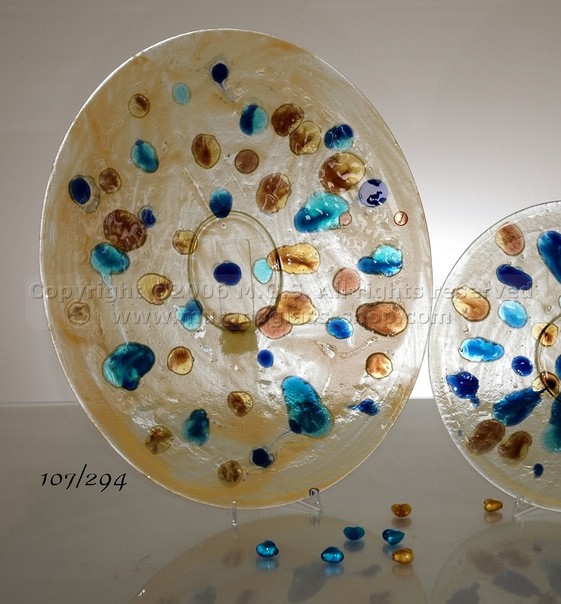 Multi colored table center, Oval multi colored crystal plate