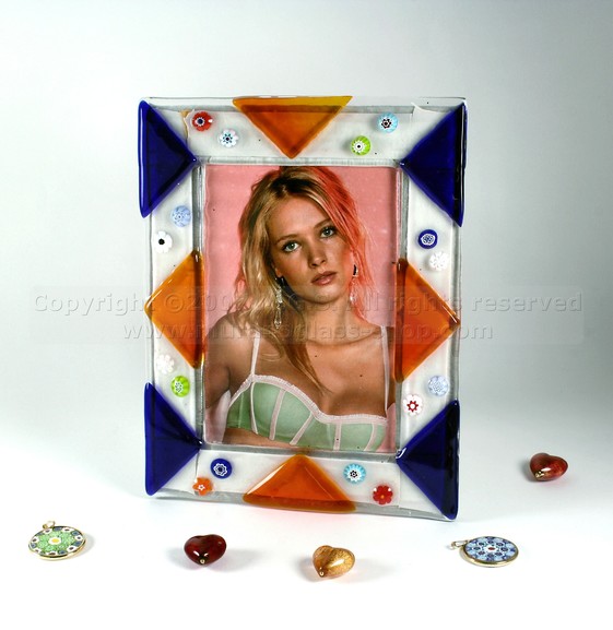 Photo frame with triangular motifs, Photoframe with murrine