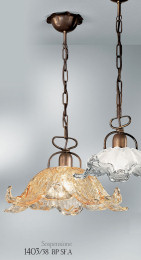 Suspenden lamp in crystal and amber