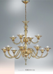 Crystal chandelier at fifteen lights, amber decoration