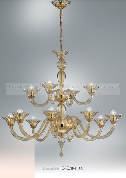 Hundertwasser Chandelier, Crystal chandelier at Twentyeight lights, amber decoration