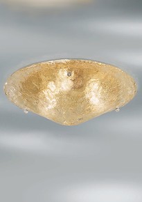 Ceiling lamp in amber graniglia glass