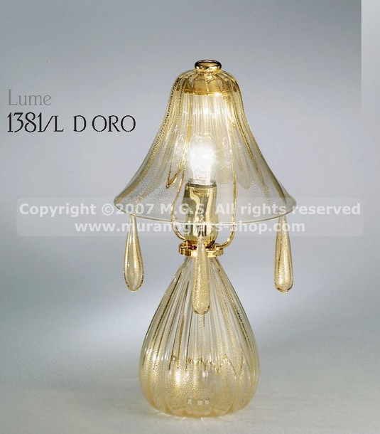 Murano Table Lamps 1381 series, Table lamp with gold decoration