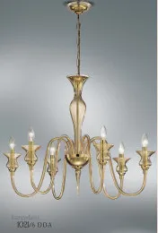 Crystal chandelier at six lights with amber decoration