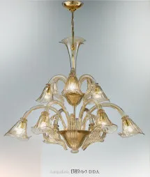 Chandelier at nine lights with amber decoration