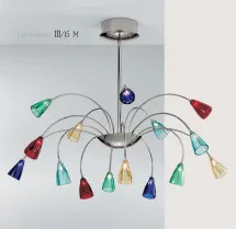 Multi colored chandelier at fifteen lights