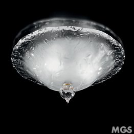 Ceiling lamp with opaque crystal at three lights