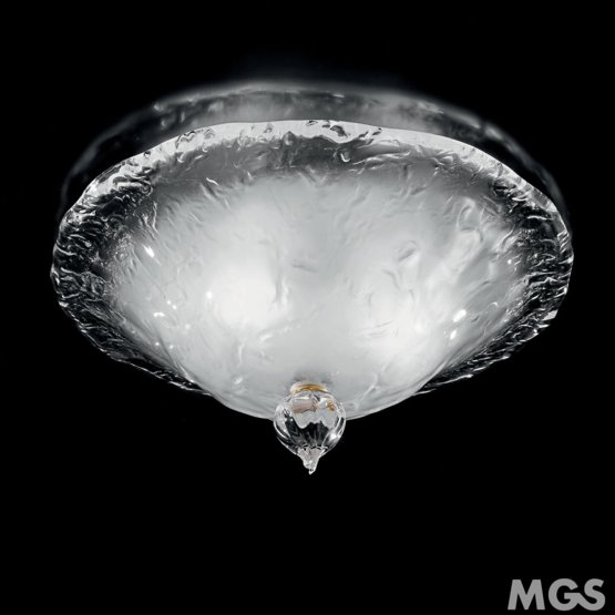 Circle Ceiling light, Ceiling lamp with crystal graniglia at three lights