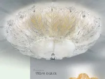 Ceiling lamp with leaf in amber graniglia