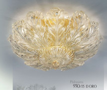 Ceiling lamp with leafs in amber graniglia