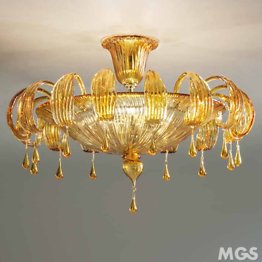 Crystal ceiling lamp with amber decoration